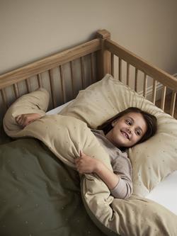 The Little Green Sheep Cotton Jersey Duvet & Pillowcase Set, Cotbed, Juniper Rice Print - view 2, Juniper Rice Print