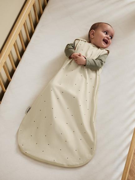 The Little Green Sheep Rice Print Baby Sleeping Bag, 1 Tog - view 2, Linen Rice Print