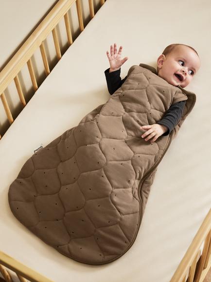 The Little Green Sheep Rice Print Baby Sleeping Bag, 2.5 Tog - view 2, Cocoa Rice Print