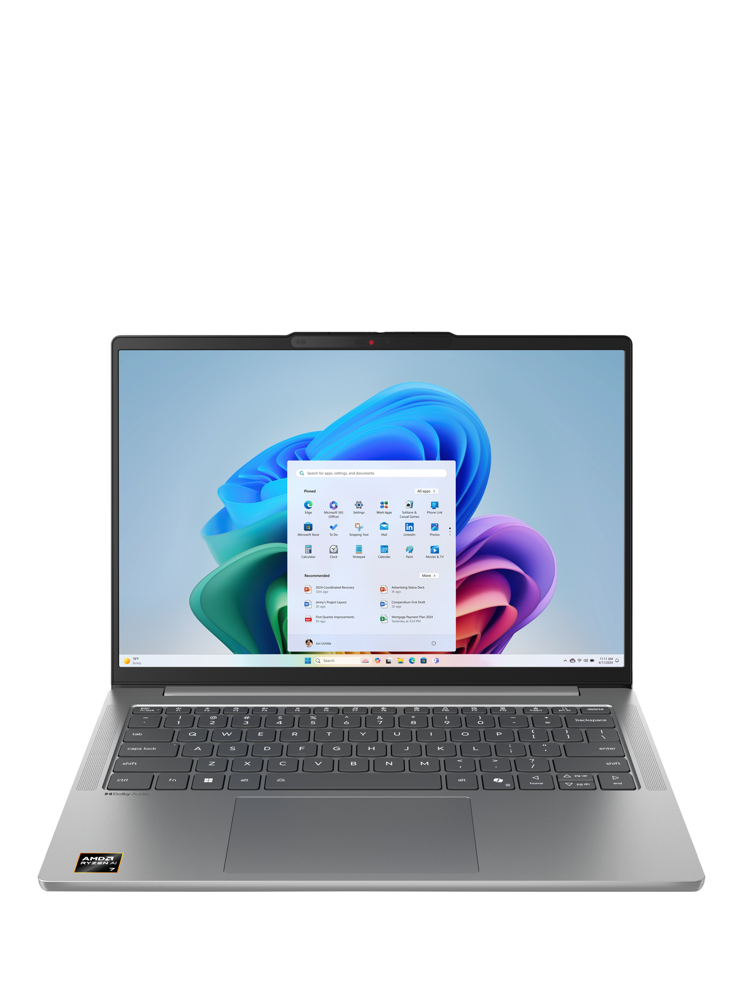 Lenovo IdeaPad Slim Laptop, AMD Ryzen AI Processor, 16GB