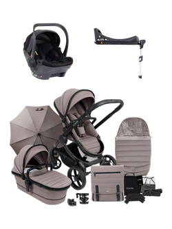 iCandy Peach 7 Pushchair, Carrycot & Accessories with Cocoon Car Seat and Base Travel Bundle, Porcini, Porcini