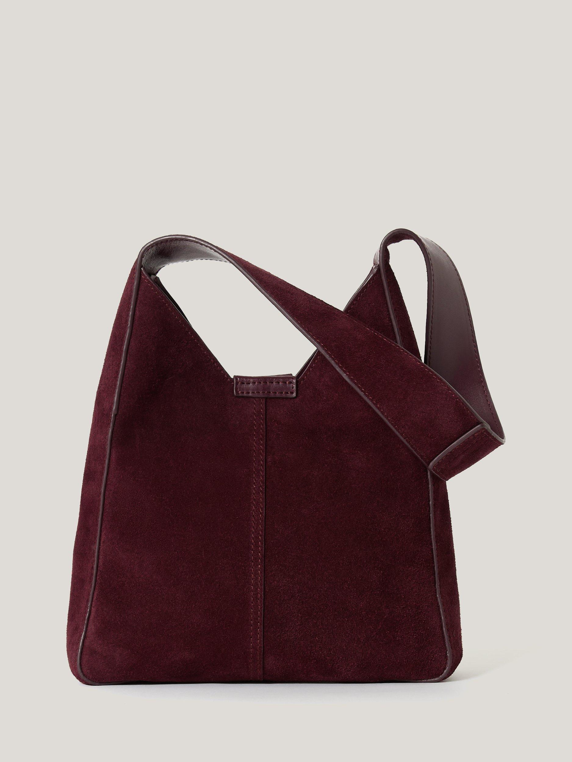Product image 2 of 6, which shows Jigsaw Mini Heckfield Suede Tote Bag, Burgundy