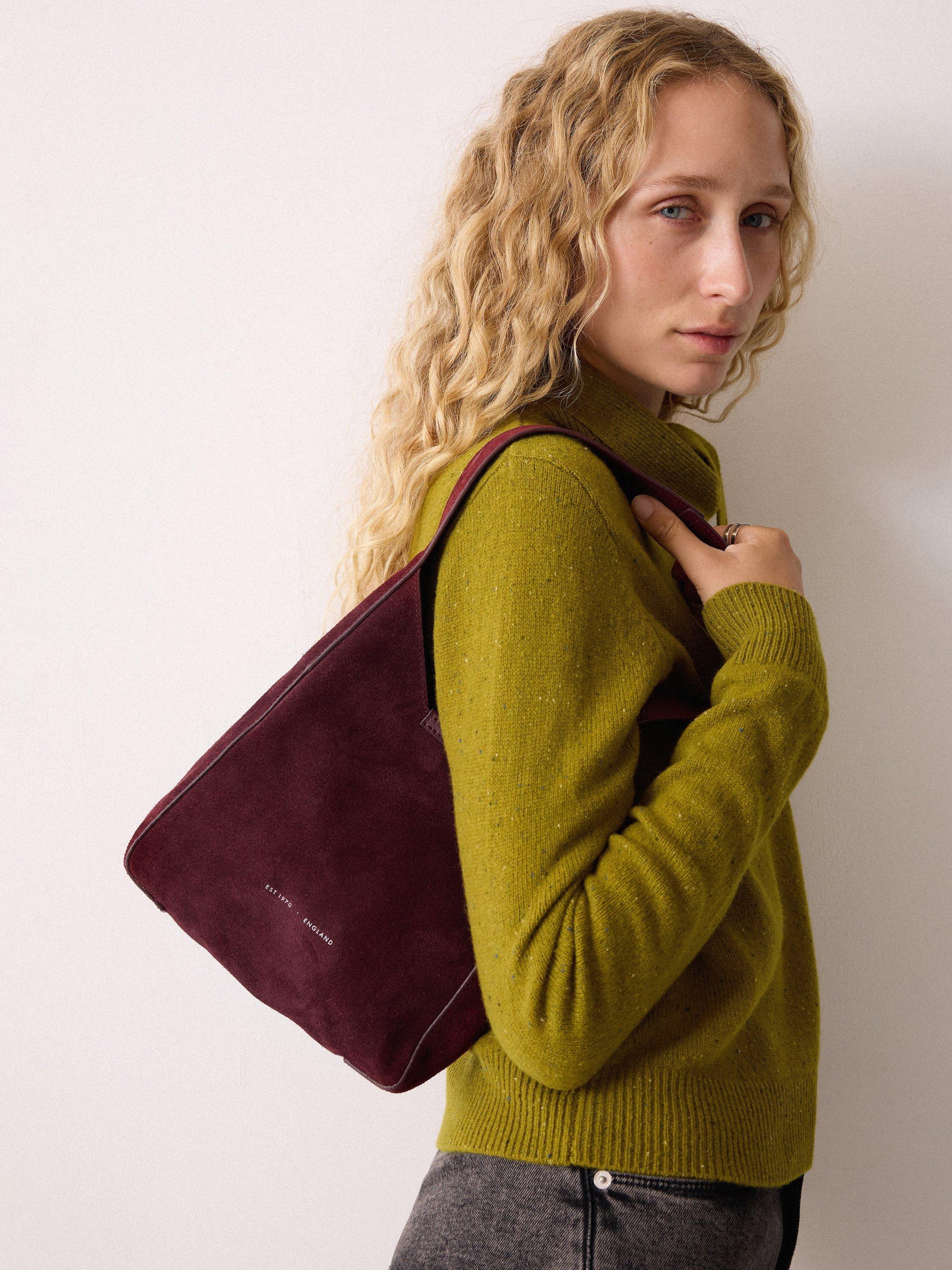 Product image 3 of 6, which shows Jigsaw Mini Heckfield Suede Tote Bag, Burgundy