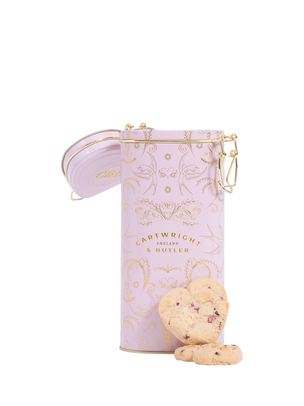 Cartwright & Butler Raspberry & White Chocolate Heart Biscuits Tin, 200g, Multi