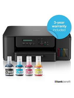 Brother DCP-T580DW Wireless Compact Three-in-One Colour Ink Tank Printer, Black - view 2, Black