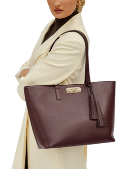 Apatchy London Kate Leather Tote Bag - view 2, Burgundy