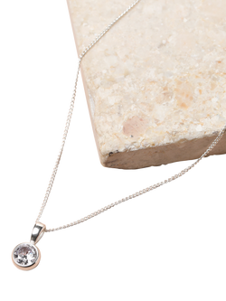 Jon Richard Waterproof Bezel Pendant, Silver - view 2, Silver
