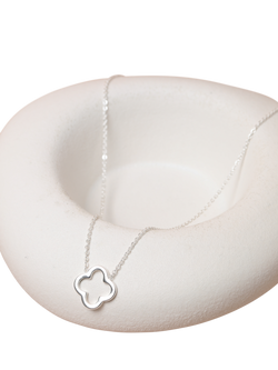 Jon Richard Waterproof Clover Necklace, Silver - view 2, Silver