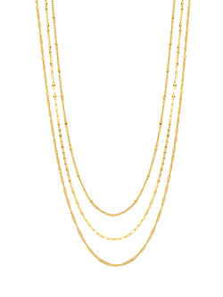 Jon Richard Waterproof Multirow Necklace, Pack of 3, Gold, Gold