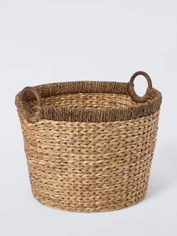 John Lewis Contrast Rim Log Basket, Natural Brown, Natural Brown