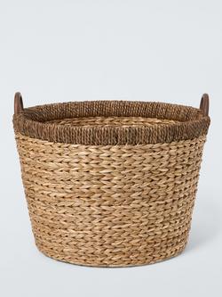 John Lewis Contrast Rim Log Basket, Natural Brown - view 2, Natural Brown