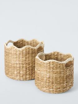 John Lewis Scallop Edge Bulrush Storage Baskets, Set of 2, Natural, Natural