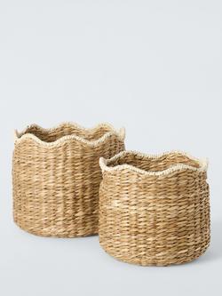 John Lewis Scallop Edge Bulrush Storage Baskets, Set of 2, Natural - view 2, Natural