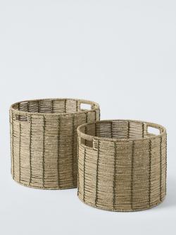 John Lewis Seagrass Storage Baskets, Set of 2, Green, Green