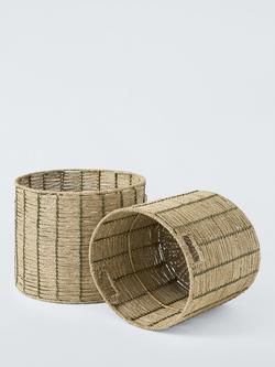John Lewis Seagrass Storage Baskets, Set of 2, Green - view 2, Green