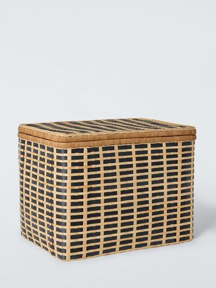John Lewis Bamboo Woven Lidded Trunk, Nautral Black, Nautral Black