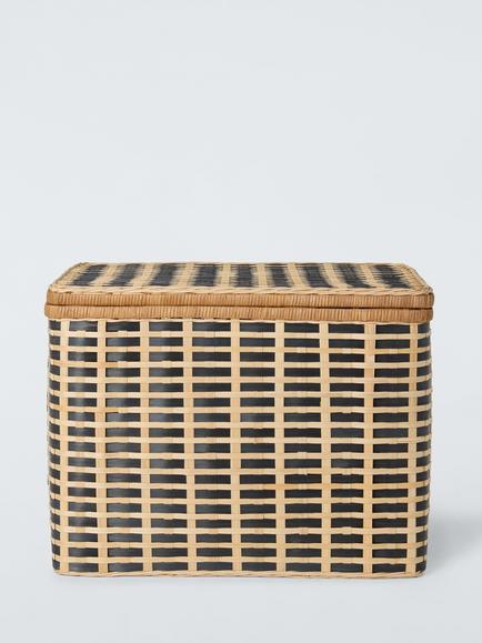 John Lewis Bamboo Woven Lidded Trunk, Nautral Black - view 2, Nautral Black