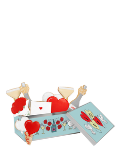 Biscuiteers Champagne & Hearts Hand-Iced Biscuits Gift Tin, 110g, Multi