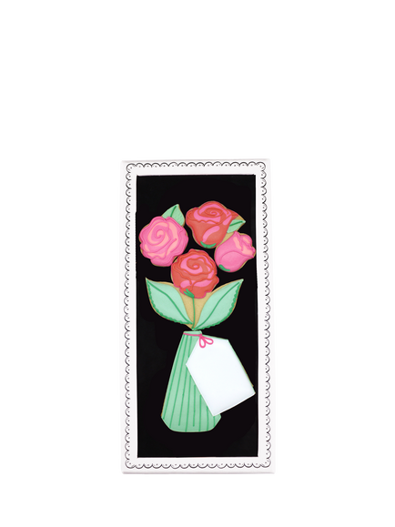 Biscuiteers Hand-Iced Roses Letterbox Biscuit, 60g, Multi