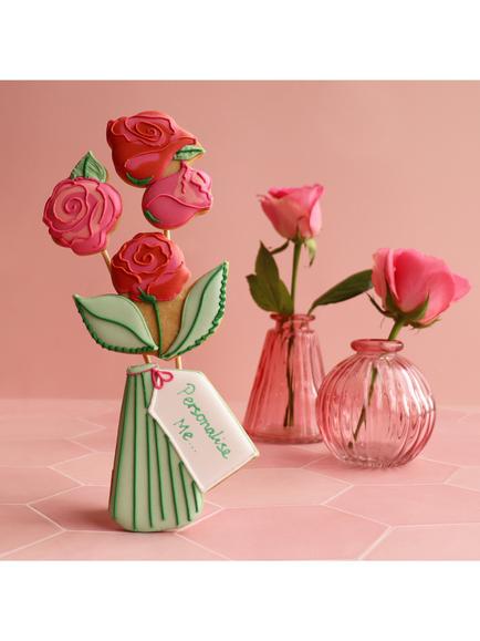 Biscuiteers Hand-Iced Roses Letterbox Biscuit, 60g - view 2, Multi