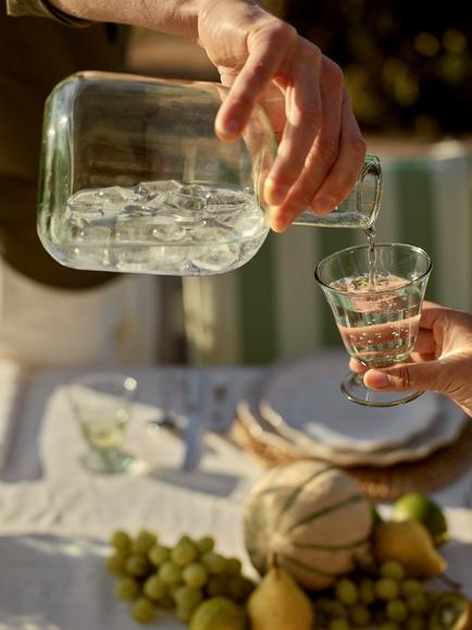 Neptune Primrose Green Glass Carafe, 1L, Clear - view 2, Clear