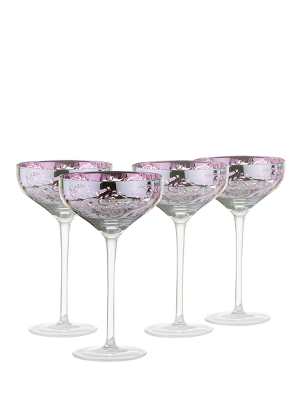 Artland Filigree Electroplated Coupe Cocktail Glass, Set of 4, 350ml, Lilac, Lilac