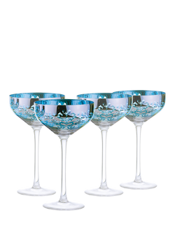 Artland Filigree Electroplated Coupe Cocktail Glass, Set of 4, 350ml, Blue, Blue
