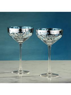 Artland Filigree Electroplated Coupe Cocktail Glass, Set of 4, 350ml, Blue - view 2, Blue