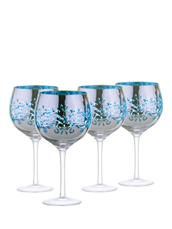 Artland Filigree Electroplated Gin Cocktail Glass, Set of 4, 700ml, Blue, Blue