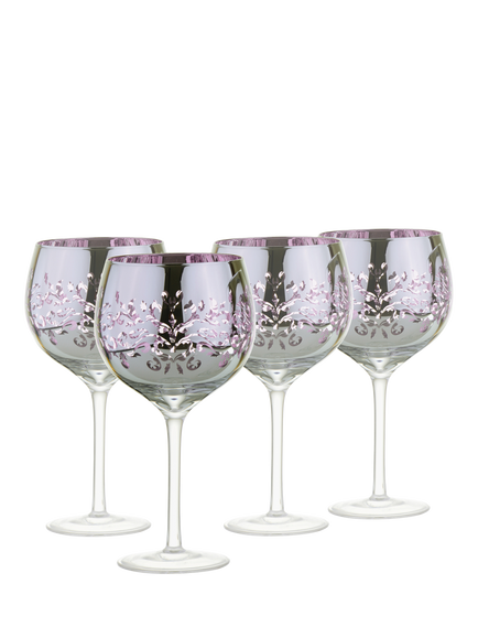 Artland Filigree Electroplated Gin Cocktail Glass, Set of 4, 700ml, Lilac, Lilac