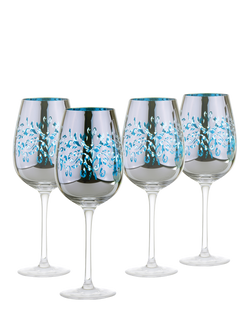 Artland Filigree Electroplated Wine Glass, Set of 4, 500ml, Blue, Blue