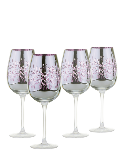 Artland Filigree Electroplated Wine Glass, Set of 4, 500ml, Lilac, Lilac