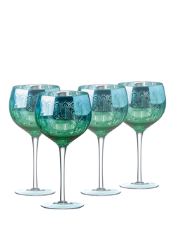 Artland Peacock Electroplated Gin Cocktail Glass, Set of 4, 700ml, Green, Green