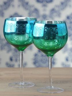 Artland Peacock Electroplated Gin Cocktail Glass, Set of 4, 700ml, Green - view 2, Green