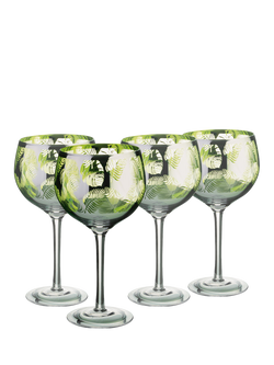 Artland Tropical Leaves Electroplated Gin Cocktail Glass, Set of 4, 700ml, Green, Green