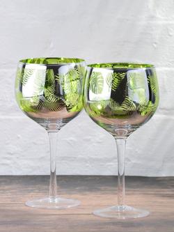 Artland Tropical Leaves Electroplated Gin Cocktail Glass, Set of 4, 700ml, Green - view 2, Green
