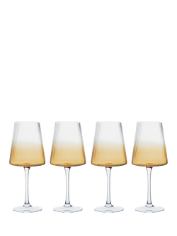 Anton Studio Designs Empire Wine Glass, Set of 4, 450ml, Amber, Clear