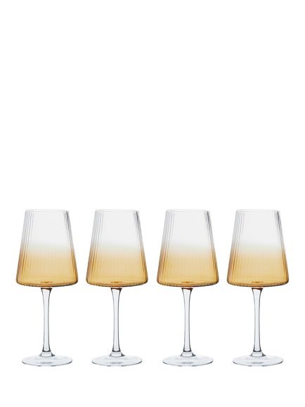 Anton Studio Designs Empire Wine Glass, Set of 4, 450ml, Amber, Clear