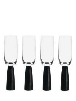 Anton Studio Designs Oslo Glass Champagne Flute, Set of 4, 200ml, Black, Clear