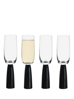 Anton Studio Designs Oslo Glass Champagne Flute, Set of 4, 200ml, Black - view 2, Clear
