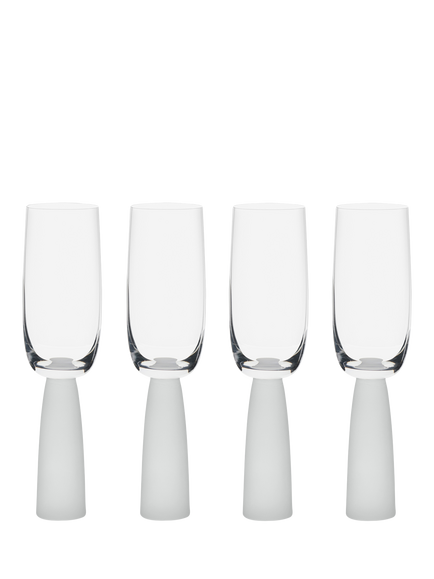 Anton Studio Designs Oslo Glass Champagne Flute, Set of 4, 200ml, Frost, Clear
