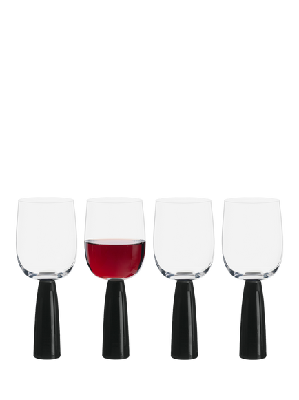 Anton Studio Designs Oslo Wine Glass, Set of 4, 300ml, Black - view 2, Clear