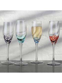 Anton Studio Designs Speckle Glass Champagne Flute, Set of 4, 250ml, Multi - view 2, Multi