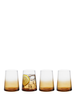 Anton Studio Designs Empire Double Old Fashioned Tumblers, Set of 4, 400ml, Amber - view 2, Clear