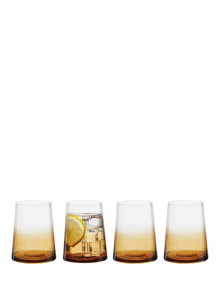 Anton Studio Designs Empire Double Old Fashioned Tumblers, Set of 4, 400ml, Amber - view 2, Clear