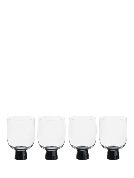 Anton Studio Designs Oslo Double Old Fashioned Glass Tumbler, Set of 4, 300ml, Black, Clear