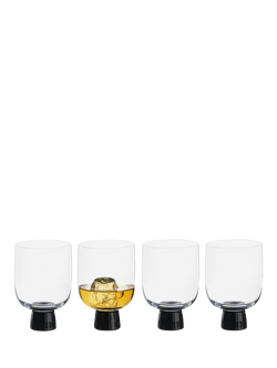 Anton Studio Designs Oslo Double Old Fashioned Glass Tumbler, Set of 4, 300ml, Black - view 2, Clear