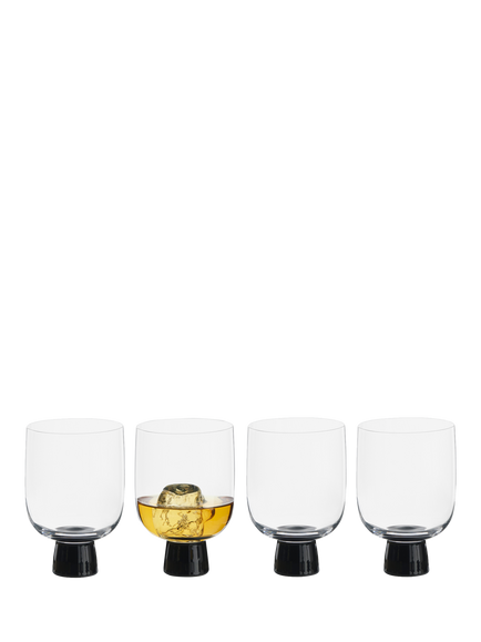 Anton Studio Designs Oslo Double Old Fashioned Glass Tumbler, Set of 4, 300ml, Black - view 2, Clear