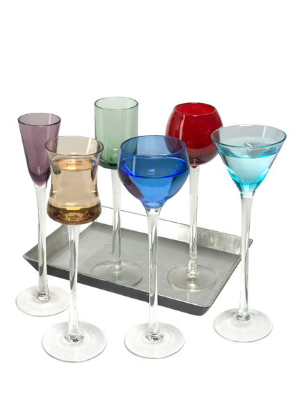 Artland Jewel Tone Cordial & Liqueur Long Stem Glass Set, 7 Piece, Multi, Multi