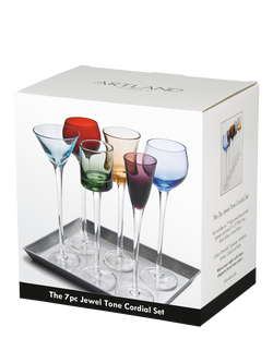 Artland Jewel Tone Cordial & Liqueur Long Stem Glass Set, 7 Piece, Multi - view 2, Multi